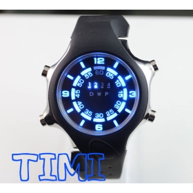 2012 New Fashion Silicone Blue Binary LED Watch Mens Sport  Diving Digital Watch Gift