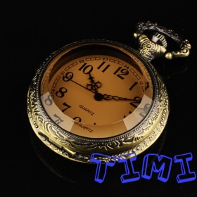 New Bronze Quartz Mineral Glass Pocket Watch Chain Gift