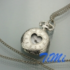 NEW SILVER A HEART TONE LADY GIRL NECKLACE POCKET WATCH