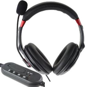 USB Stereo PC Laptop Headphone Headset Mic Music Player w/ Volume+\- Mute free shipping 