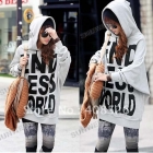 2012 New Fashion Women's Leisure long Letter Hoodies Coat Jacket Sweatshirt Outerwear Gray Cotton free shipping 2306 