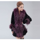 Wholesale/retail women fur coat,100% Genuine rabbit fur coat,women racoon fur collar Winter Casual Cloth,free shipping,ID:WB043