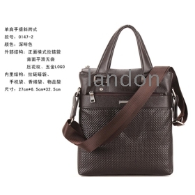 wholesale100% genuine leather man messenger bag,embossing handbag,upright&Briefcase handbag,free shipping,coffee color,ID:0147