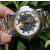 Man White Gold Dial Stainless Steel Skeleton Automatical Mechanical Mens Watch(A212)