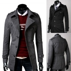 New Men Slim Warm Coat Jacket Stylish Woolen Double Pea Trench Topcoat Outwear