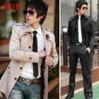 Free Shipping Men Slim Fit Front Button Stylish Fashion Trench Coat