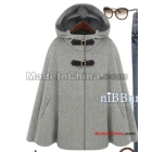 11 new wind gossip girl temperament with gray cashmere coat loose cap cloak coat dust coat        