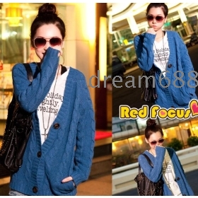  Promotion price !!! free shipping new women's loose 3 grain buckle knitting cardigan sweater m1