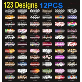 Wholesale - Free Shipping 100 Sets Foil  Thin Polish-Skin Nail Art Wrap Patch Sticker 12 PCS/Set Tips Decals