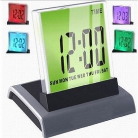 Wholesale - Free Shipping 10 Pieces/Lot 7 Color Change LED Digital Charming Thermometer Alarm Clock With LCD Display
