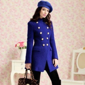 Free shipping Royalblue uniform section wool coat,women clothes,ladies clothes,fashion clothes wholesale and retail LM1033