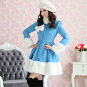 Free shipping Blue wool coat,women clothes,ladies clothes,fashion clothes wholesale and