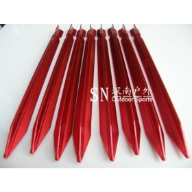 Free shiping  12 Pieces of Aluminium alloy Tent Peg Stake Nail  Red