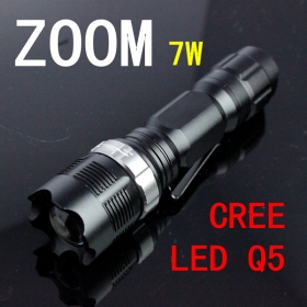 7W CREE LED Flashlight  Zoom ZOOMABLE 7 Watt Q5 High Power Dimmer