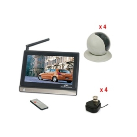 Free shipping-NTSC System 4 420TVL CCD Wired Cameras & 4 Wireless Converters & 7" LCD 2.4GHz Monitor Kit -401+WRC840+AVS-K135