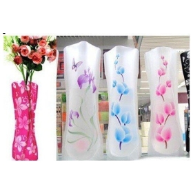Free shipping, 100pcs/lot, ,novelty ,foldable PVC flower vase mixed color wholesale 