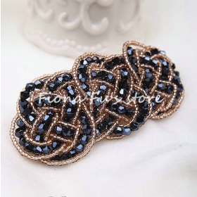Fashion twist design navy shining beaded hair clip spring clip barrettes crystal hair accessory free shipping FF1208-18 