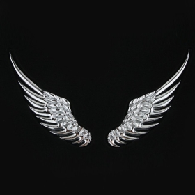 High Quality Silver Color 2pcs 3D Decal 's Wings  Badge Emblem Car Sticker