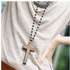 Min.order is $15 (mix order) Unique retro black beads cross long necklace sweater chain ,costume jewellery,jewelry4114 