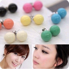 Min.order is $15 (mix order) Fashion Ladies Mix Wholesale Fashion Candy Colored Ball Earring  earring jewelry 65