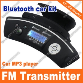 Bluetooth car kit with wireless headphones to listen closely Handsfree car kit MP3 FM transmitter