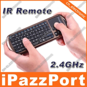 3in1 iPazzPort 2.4GHz Wireless Keyboard IR Remote Control Mini 2.4G USB Adapter