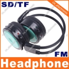 Digital Wireless Stero Headphone FM SD / TF Music Player MP3 WMA WAV Green
