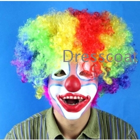 Halloween fancy dress party a Halloween costume props funny clown masks + color curls