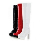  Free shipping 2012 fashion Patent Leather women high heels Kness high boots boots for women shoes wholesale LLY-H-33 