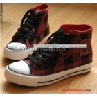 New England fashion wind female shoes high help han edition grid canvas shoes leisure shoes       