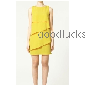 Europe and the snow spins sleeveless multi-layer cake vest dress skirt