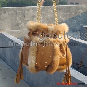 Free shipping In 2011, the new super rabbit hair dia vivi bag bag personality tide chain tassel bag special glass