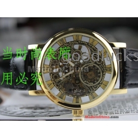 Free shipping New male money manual mechanical watches unique belt hollow out man watch mechanical watch watch male