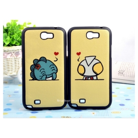 20pcs/lot Lover Gift Cartoon Color Drawing PU Leather Sticker Case for  Note 2 N7100,Whole Hot Sale Free Shipping(NBPCC71)