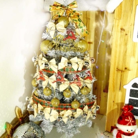 Free shipping 90cm 35" white artificial Christmas Tree,Fully decorated Christmas trees with beautiful suspenders,Christmas ornaments,Secret Santa Gifts         