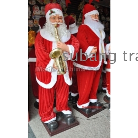 Free shipping 1.2m 4 feet Electric Santa Claus,Dancing music Electrical toy,Santa Clause plays the saxophone,Christmas ornament,Store display,auto-induction