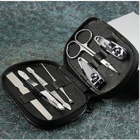 FreeShipping 10pcs mini 7 IN 1 Manicure Set Nail File Clipper Scissors pedicure Tweezer tool