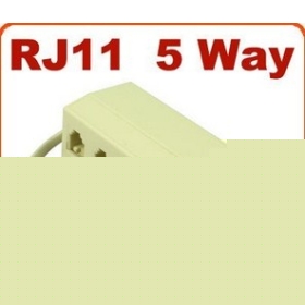 FreeShipping 10PCS/lot 5way Phone Y Splitter,Telephone T,RJ11,RJ12,6P4C,5 way