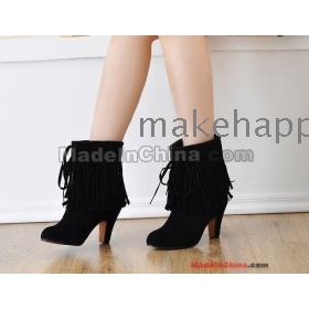 Short boots fashion trends to grind arenaceous tassel boots comfortable thick with high boots with women