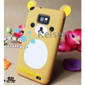 2012 Newest Cartoon Rilakkuma Lazy Bear Soft Back Case for   S2 i9100, With Retail Package,30pcs/lot 