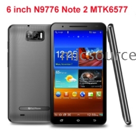 6 inch Star 76 Note 2 Android Note MTK6577 Dual Core dual Sim card 4GB ROM 3G Android 4.0.9 capacitive Smartphone GPS+AGPS 5MP Camera WIFI 3200mAh DHL/EMS Free Shipping