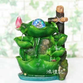 free shipping  leaf Water Curtain artwork rockery atomization LED flashing crystal ball moving water fountain air humidifier best gift ornaments for lover wedding decoration new year christmas 