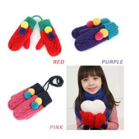 Tou Children gloves new color double zonal  rope gloves warm gloves