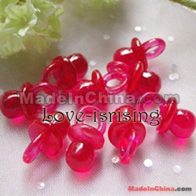 Free shipping-Wholesale-500pcs Mini Acrylic Clear RED  Pacifier  Shower Favors~Cute Charms ~Party Decorations 