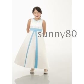 Custom- Sweety White Prom Empire Sleeveless Flower girl dresses/Christmas Party Dresses/Bridesmaid Dress/Bride Dresses/Formal Dresses+Free Shipping+Any Size and colors_Sunny80 1557