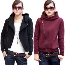 Free shipping New Women's /girl's coat fashion leisure modern Hooded Fleece coat underwear with zipper
