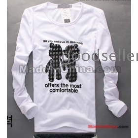 Free shipping 2012 new type cultivate one's morality dress on cotton man bear han edition long-sleeved round brought cartoon pure cotton T-shirt