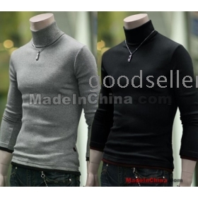 Free shipping han edition men's clothing cultivate one's morality into color the high-necked man leisure long-sleeved T-shirt render knitting unlined upper garment of cotton