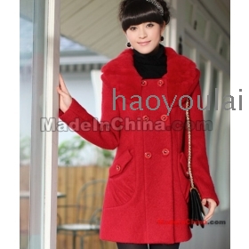Free shipping 2011 new women's winter clothing han edition double-breasted coat collars NeZi large is  