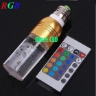 Free Shipping 50pcs  E27 Globe Light 3W LED Global Bulb 85-265V RGB 16 Colors Change Crystal Lamp Remote Control 